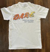 Women's DARE T-Shirt White Spell-Out S Kids Education Retro World 90s Streetwear 3XL