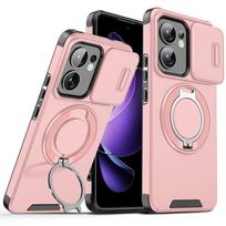 Armor Shockproof Magnetic Ring Stand Holder phone Case For OPPO Reno 13 13F 13 F Reno13 Pro 5G Slide Lens Protect Cover Funda For Reno 13 5G rožinė