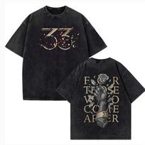Game Clair Obscur Expédition 33 Vintage Washed T Shirts Men's Women Casual High Quality Cotton T-shirt Fans Streetwear S black