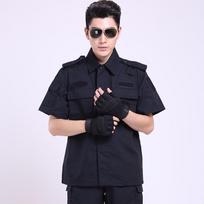Black Mesh Tear-Resistant Short-Sleeve Security Guard Training Uniform L black