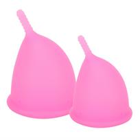 Reusable Leakproof  Menstrual Cup Silicone Period Cup Tampon Pad Alternative Feminine Menstrual Tool Pink(1pc S 1pc L ) pink