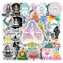 Yoga Meditation Stickers OM Buddha DIY Toy Gift Decorative Decal for Phone Luggage Laptop Bottles Scrapbook Waterproof gray