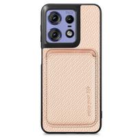 Dėklas Moto Edge 60, su magnetiniu kortelės lizdu ir PU oda chaki