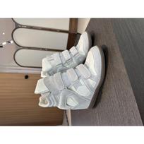 Velcro women's shoes wedge heel color matching sports and leisure shoes leather high-top shoes 35