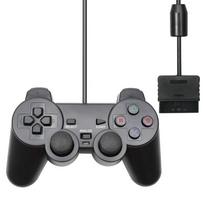 Skaidrus spalvotas laidinis valdiklis, skirtas PS2 / PS1 konsolės vibracijos vairasvirtei žaidimų pultelis, skirtas Sony Playstation2 mando valdikliui juoda