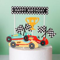 Racing Car Theme Happy Birthday Cake Topper Kids Shower Birthday Party Decor
