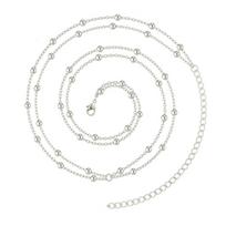 Blingbling Liemens Diržas Stilingas Modernus Karoliukų Liemens Grandinėlės Diržas Sluoksniuota Išpuošta Grandinėlė Pilvo Grandinėlė Pilvo Šokiui sidabras