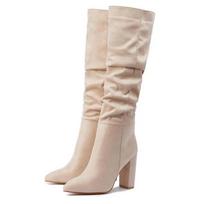 High-quality Leather/suede Pleated Knee-High Boots for Womens Sexy Pointed Toe 10CM Chunky Heels Knight Boots Winter New 35