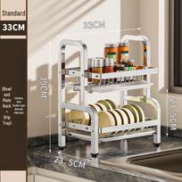 Stainless Steel Double-Layer Dish Drying Rack gray