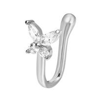 Yousheng Nose Ring Butterfly Rhinestones Jewelry Simple Electroplating Nose Cuff Septum Nose Jewelry sidabras