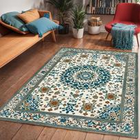 Vintage Persian Area Rug for Living Room Red Black Gold Oriental Medallion Carpet Non-Slip Boho Floor Mat for Bedroom Office 40X60CM