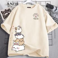 Kids Summer  Short Sleeve T-Shirt Top Cute Critter Print Girls School T-Shirt Home Soft Pajama T-Shirt Street Tee Tops 110