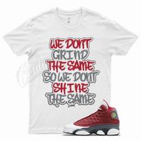 White GRIND T Shirt for J1 13 Gym Red Flint Grey XL