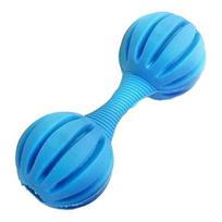 Dumbbell Dog Chew Toy with Bell Bite Resistant Boredom Stress Relief TPR Dumbbell Shape Puppies Toy Pet Teething Cleaning Interactive Toy rožinė raudona spalva