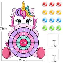 Unicorn Dart Board Toy For Kids Sticky Ball Throwing Game Indoor Outdoor Interactive Toy 12balls