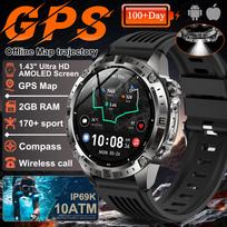 2026 NEW Outdoors Offline Map GPS Smart Watch L1+L2 Dual Band GPS Long Standby Compass Cycling Run Swim Heart Rate 10ATM Military Smartwatchs juoda