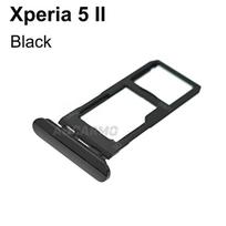Aocarmo For Sony Xperia 5 II X5ii XQ-AS52 AS62 AS72 SO-52A SOG02 Dual SIM Card Holder Sim Tray Slot With Dust Plug Cover Dual SIM--Black