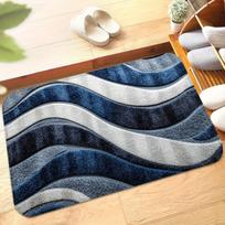 Modern Blue Grey Wave Texture Area Rug, Minimalist Design Non-Slip Washable Floor Mat for Entryway, Kitchen & Bedroom, 1PC 40X60CM