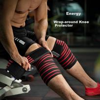 GINGPAI SPORT Squat Weightlifting Fitness Knee Brace, Bodybuilding Elastic Bandage, Knee Wrap, Strength Training Equipment, 2 Meters Red And Black