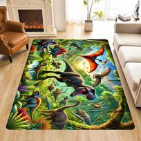 Cartoon Jungle Animal Dinosaur Rug Washable Durable Kids Game Carpet for Nursery Play Area Home Decor Living Room Playground 40X60CM