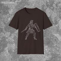 Roman Gladiator Sketch T-Shirt and kids T-Shirt | Ancient Warrior Line Art XL