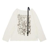 VAYLA Y2k Aesthetic Sexy Off Shoulder Lace Patchwork T-shirt Streetwear Letter Printing Tshirts Women Grunge Hole Loose Harajuku Tees S