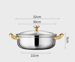 Steel Soup Pot Wok Non-Stick Honeycomb With Lid Household Frying Pan Induction Cooker Gas Stove Universal Pot 30Cm Stainless