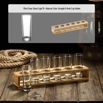 OIMG 70ml Glass Baijiu Shot Glasses with Bamboo Rack (Set of 6)