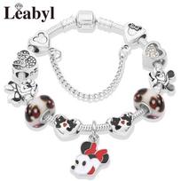 Žavinga Minnie širdelės pakabukų apyrankė Pasidaryk pats animacinių gyvūnėlių karoliukų apyrankės Papuošalai dovanai 21CM (8.3 inch) gray