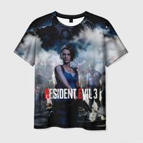 Latest Popular Horror Game Resident Evil 3 Printed Men's T-shirt 3D Biohazard Fashion Loose Short Sleeved XS gray