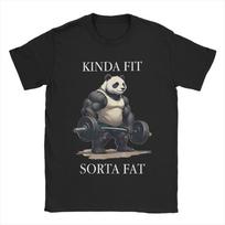 Kinda Fit Sorta Fat Gym Panda Weightlifting Workout Fitness TShirt  Popular T Shirts ShortSleeved Vintage Tshirt Summer Tees S