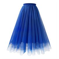 Elegantiškas moteriškas ilgas tiulio sijonas Raudonas maksi sijonas vakarėliams, vestuvėms ir ypatingoms progoms Patogus elastinis juosmuo M blue