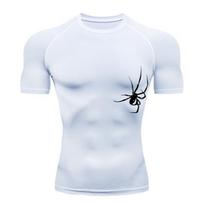 Running T-Shirt Men Short Sleeve Compression Shirt Gym Sports Top White & Black Quick Dry Breathable MMA Fitness Clothing S
