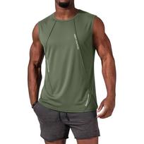 Men’s Sleeveless Athletic Vest Quick Dry Fitted Gym Training Running Workout Tank Top Lightweight Wicking Design L