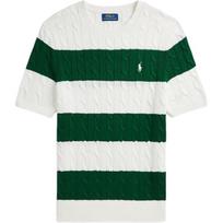 Polo Ralph Lauren Logo Embroidered Cable Knit Crew Neck Short Sleeve Sweater Standard Fit Men sweater 710B14700-001 S