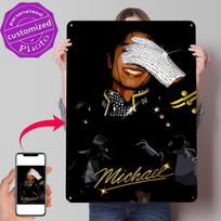 Michael Jackson Portrait With Dancers D Texture Metal Poster Customized Wall Art Tin Sign Gift for Mancave Decoration Home Room 20x30cm（7.8x11.8inch） white