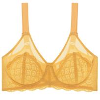 French sexy lace bra plus size with steel rim bra ultra-thin mesh gathered large size underwear 36/80C