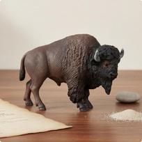 Plains Bison Figurine Textured Realistic Model Painted Wildlife Animal