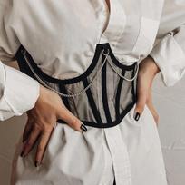 Women Corset Sexy Wrap Chest Lace Splicing Slim Waist Belt High Waist Harajuku Vintage Mesh See Through Waist Shaper Corsets S