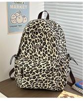 Studento mokyklinė kuprinė moteriška paauglės retro leopardo rašto kuprinė lengva vidurinės mokyklos mokinio kompiuterio kelioninė kuprinė madinga white