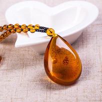 Gintaro Floation Brine Bičių vaško karoliukų karoliai orange