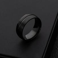Vyriškas juodas paprastas žiedas Fashion Cool Titanium Steel 6 black