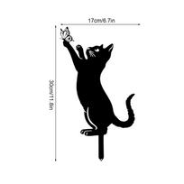 Iron Art Black Cat Garden Statue SilhouetteSculpture Outdoor Garden Patio Decorations For Yard Lawn