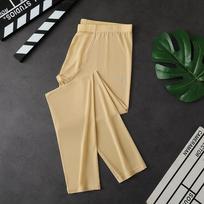 Mens Sexy Ice Silk Ultra-thin Transparent Thermal Leggings Long Johns Lounge Tight Pants Underwear M