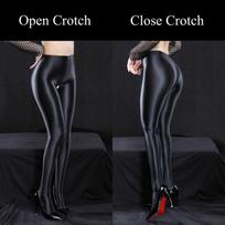 Plus Size Oil Shiny Pencil Pants Leggings 120D Glossy Satin Shaping Pantyhose Women Sexy Cuban Heel Back Seam Tights M Close Crotch