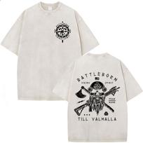 Til Valhalla Warrior Spirit Battleborn Military Grunt Tactics Vintage Washed TShirt Mens Clothing Cotton Short Sleeve Tshirts S