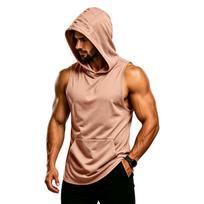 Men's Sleeveless Hoodie Muscle Fit Gym Tank Top Breathable Quick Dry Workout Vest for Fitness Training XL