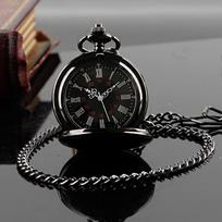 Steampunk Fob Chain Smooth steel Quartz Pocket Watch Vintage Roman Nmber Dial Pendant Fob Watch Gifts Clock black