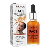 EELHOE Self Tanning Drops Sunless Skin Tanning Oil Liquid Dark Self Tanner Water Serum for Face Body Fake Indoor Tan Lotion 30ml gray