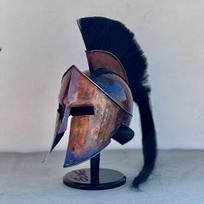 Spartan Helmet  King Leonidas 300 Movie Authentic Replica Steel Knight Helmet with Wooden Stand blue